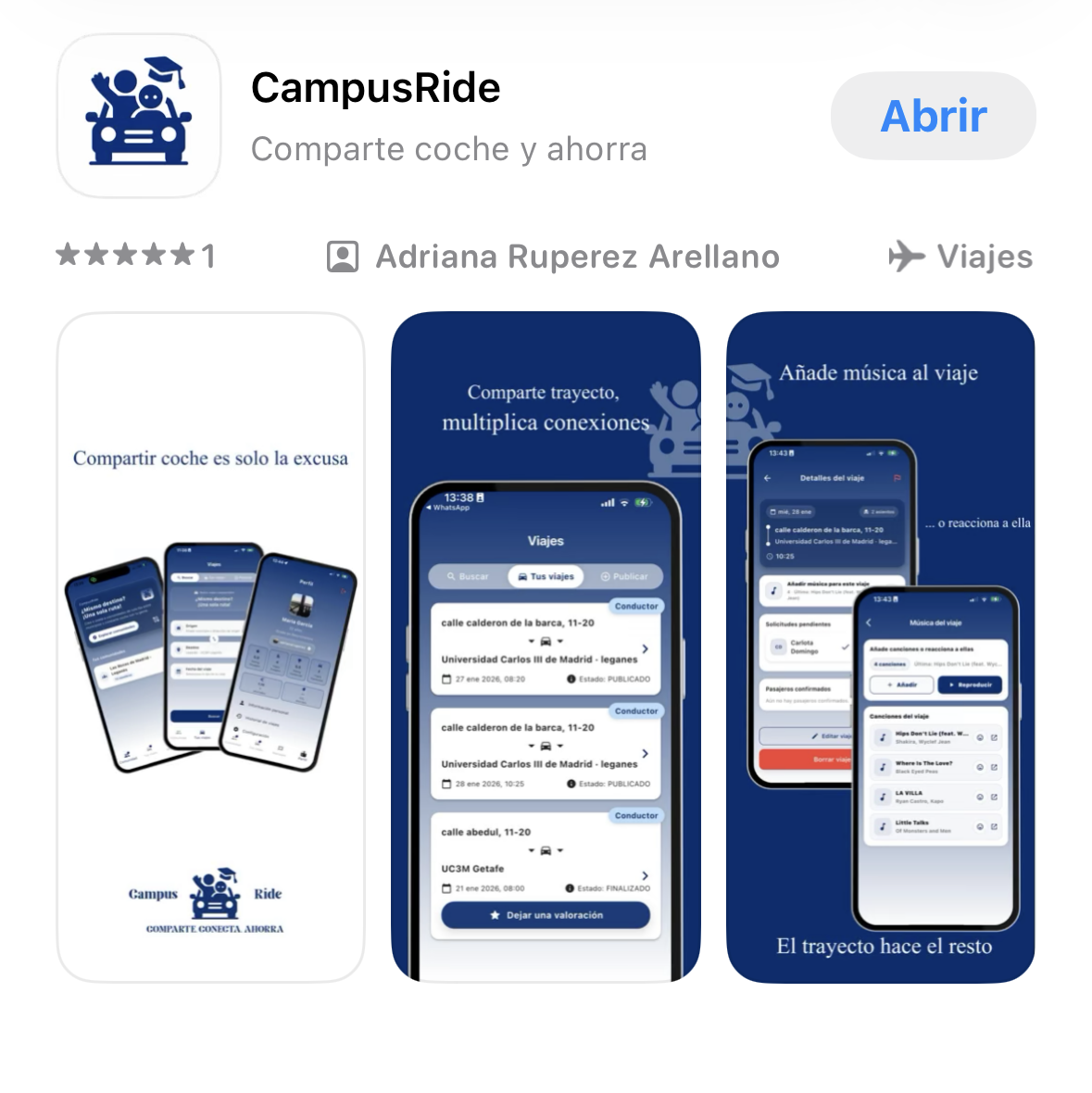 CampusRide mobile screen